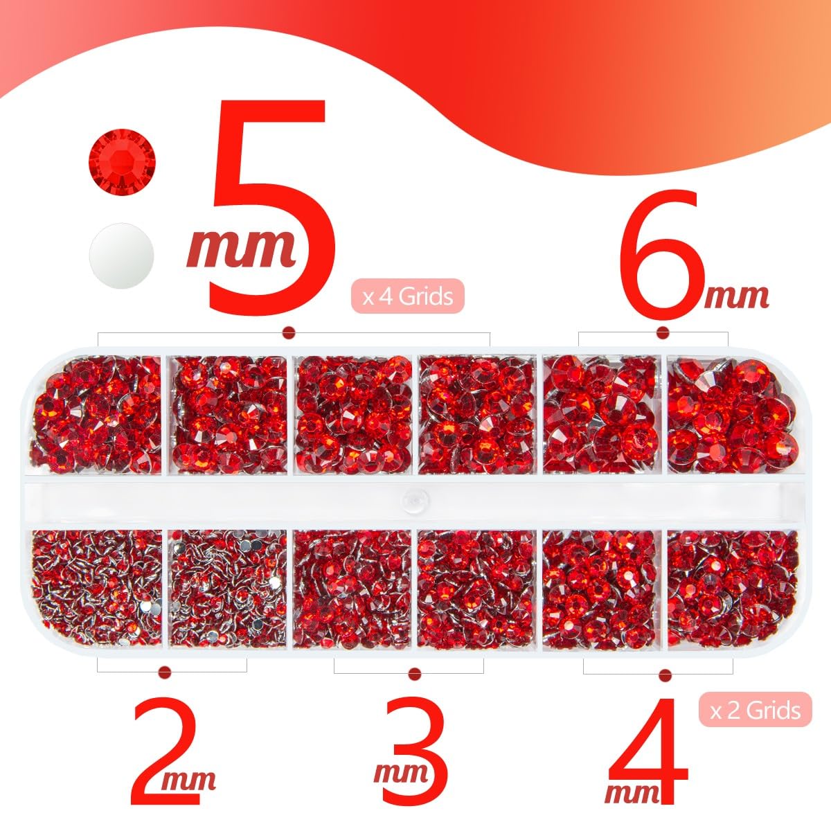 qiipii red crystal rhinestones 3mm shine for elegant embellishments.