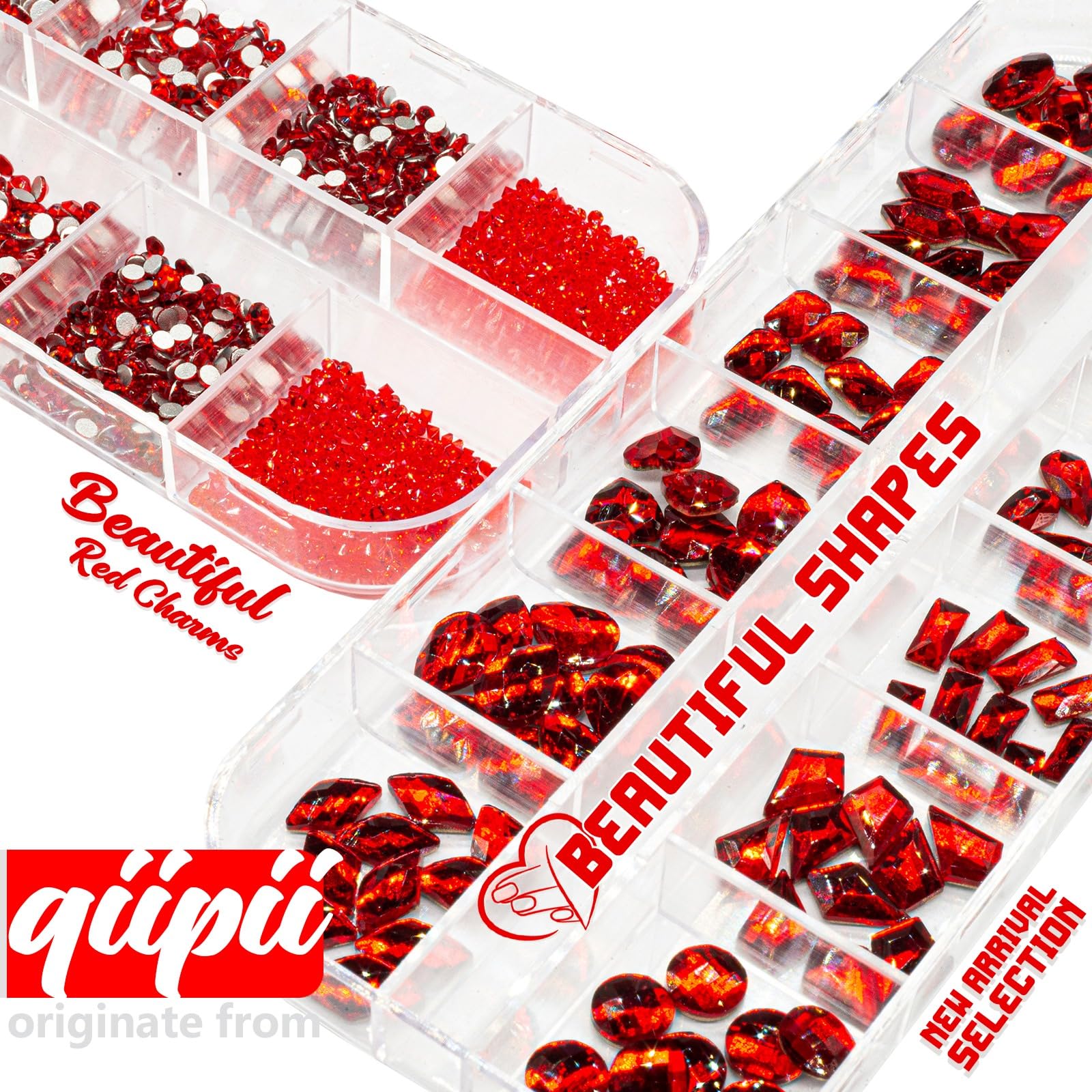 qiipii red crystal rhinestones flat backs for quick nail art adhesion
