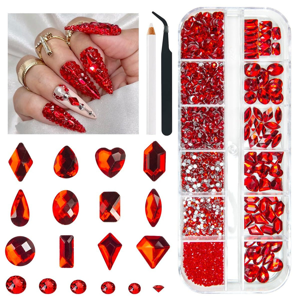 qiipii red nail rhinestones collection for dazzling nail art and crafts