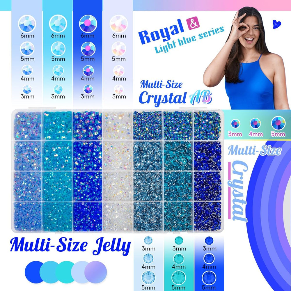Piedras de resina azul translúcido qiipii 4 mm para uñas y manualidades