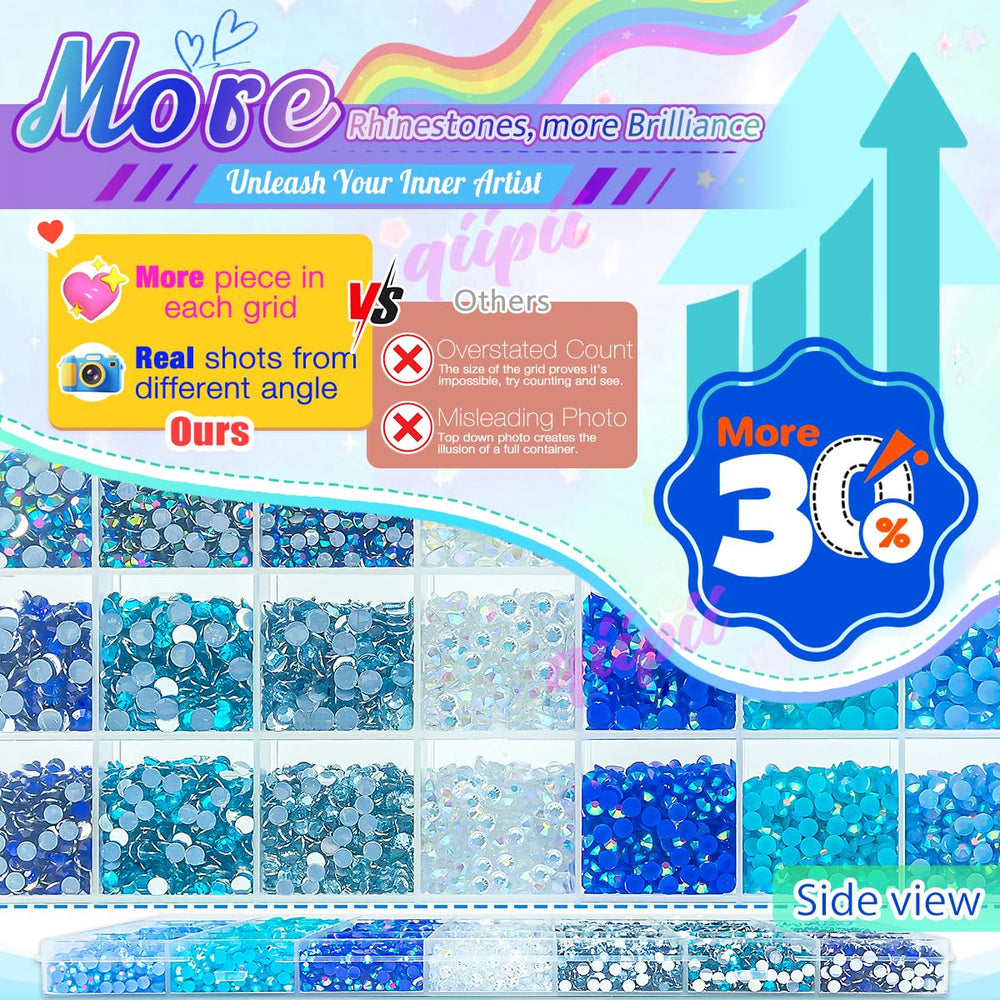 Piedras de resina azul translúcido qiipii 5 mm para uñas y manualidades