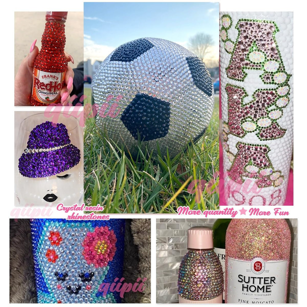qiipii red rhinestones decorate tumblers and bottles with bright shine.