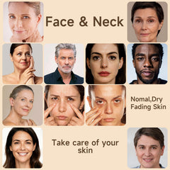Cream being gently massaged onto the face and neck