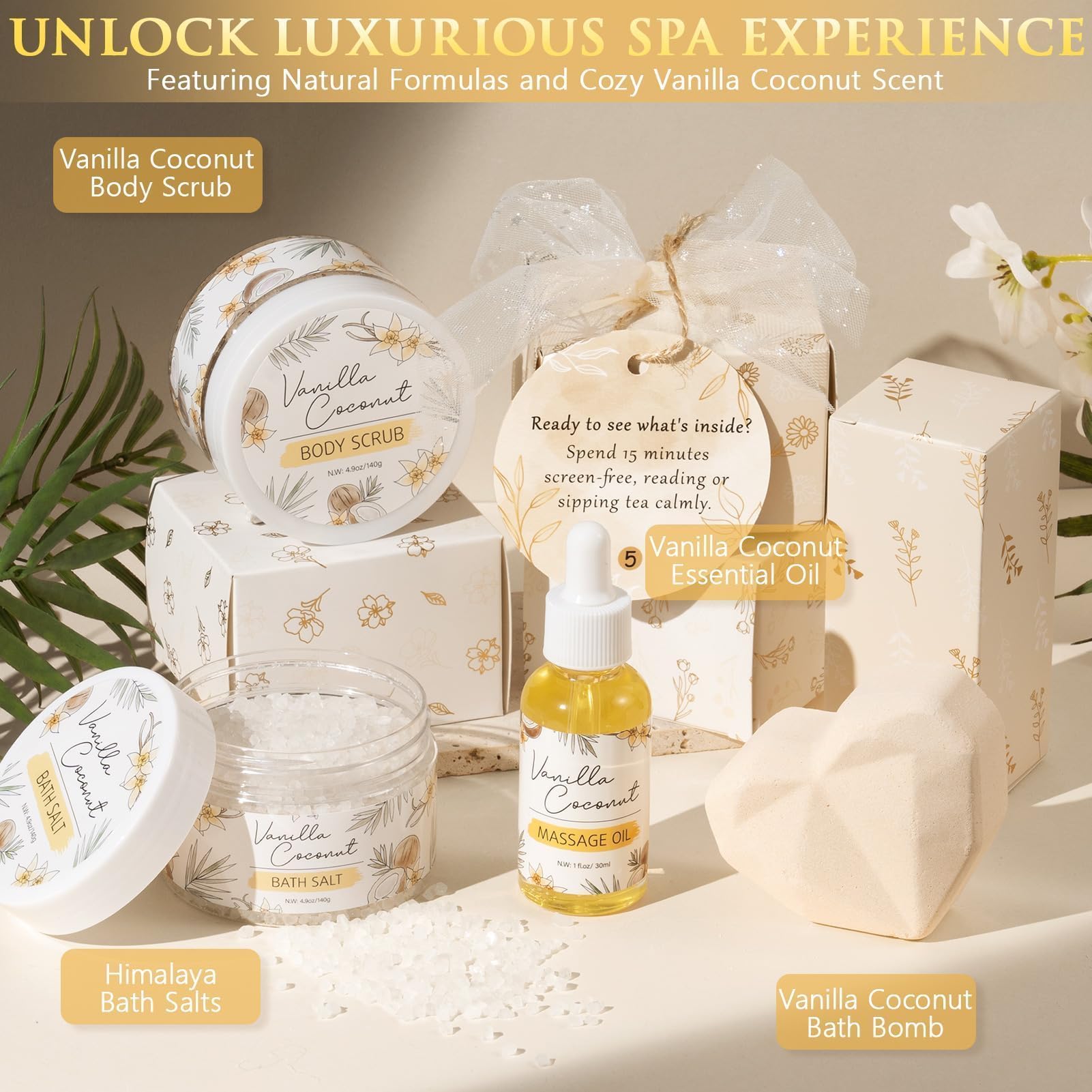 Qinline bath salts soothe muscles and promote a tranquil soak