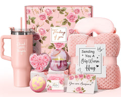 Qinline birthday gift basket with rose spa items for pampering self-care