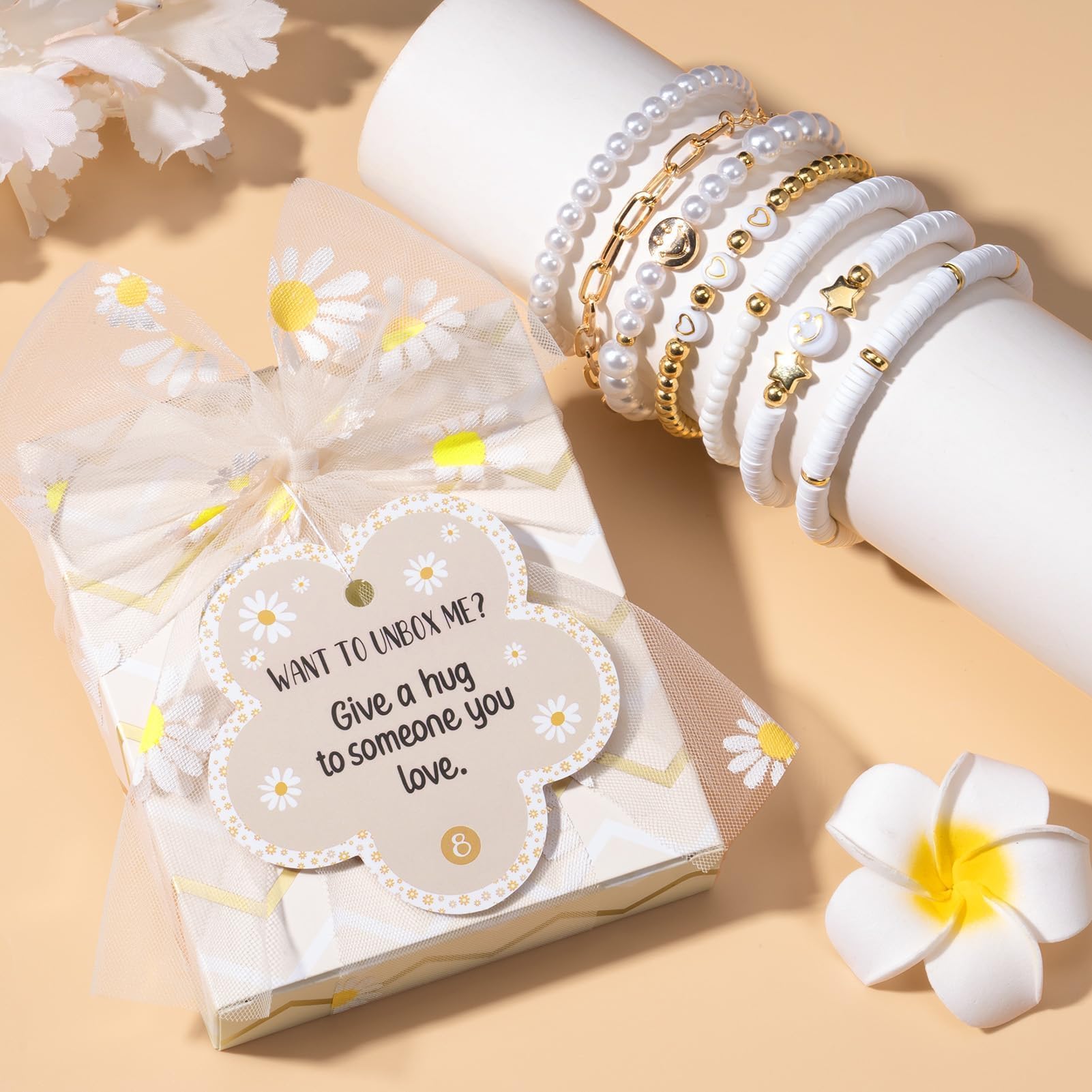 Qinline eight task tags with ribbons for playful unboxing