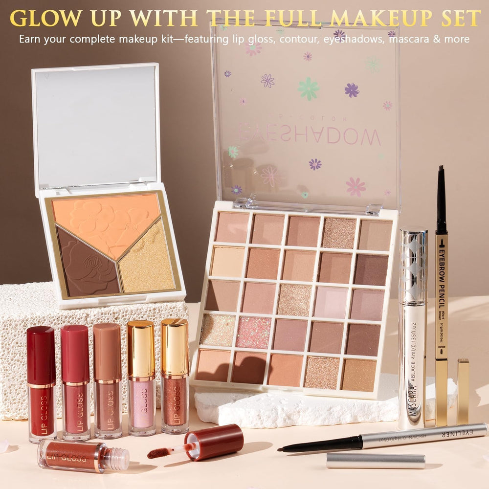 Qinline makeup tools close-up with floral packaging