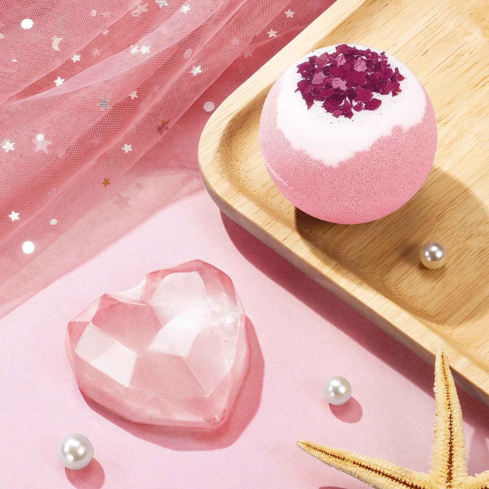 Qinline rose bath bomb for a soothing soak with delicate fragrance.