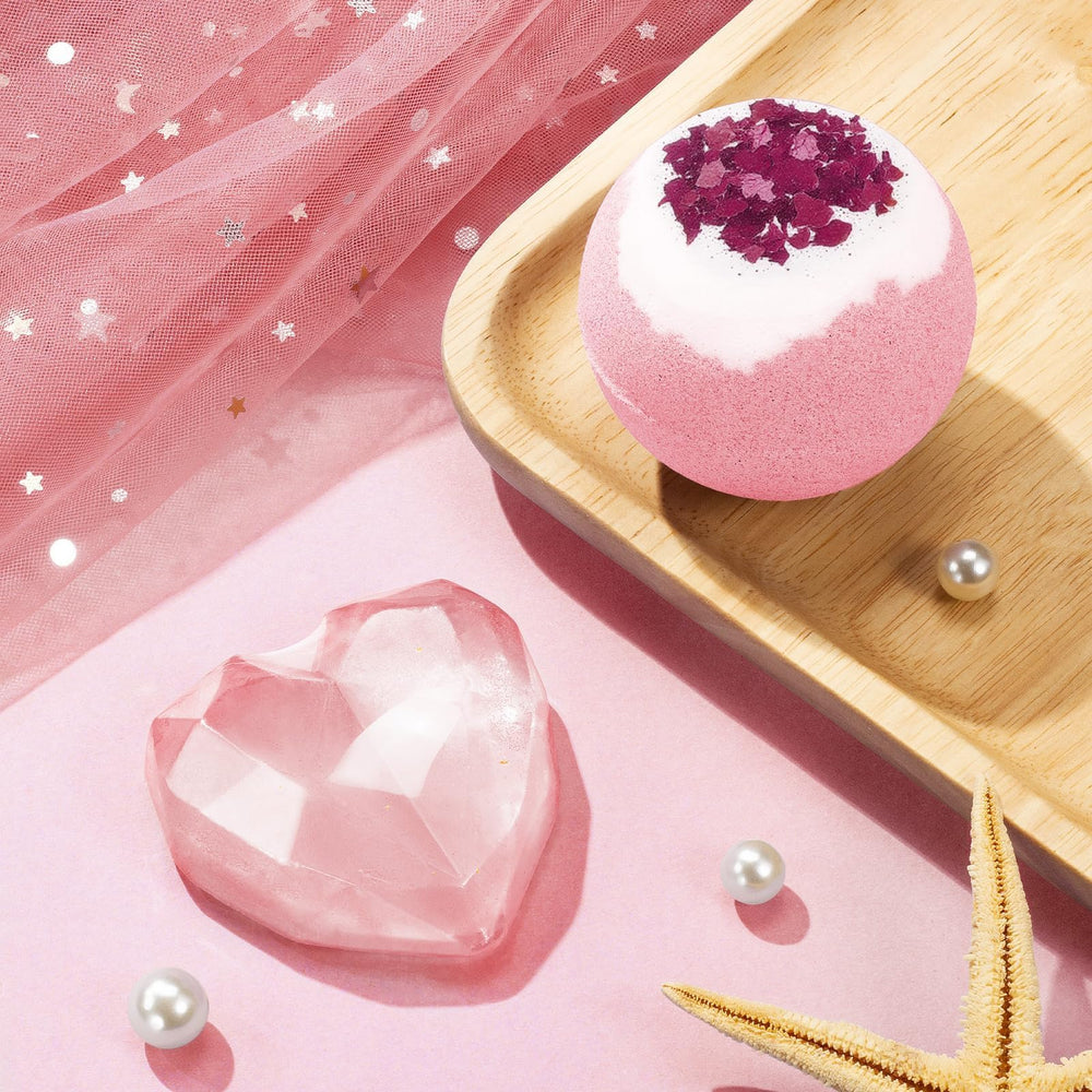 Qinline rose bath bomb for a soothing soak with delicate fragrance.