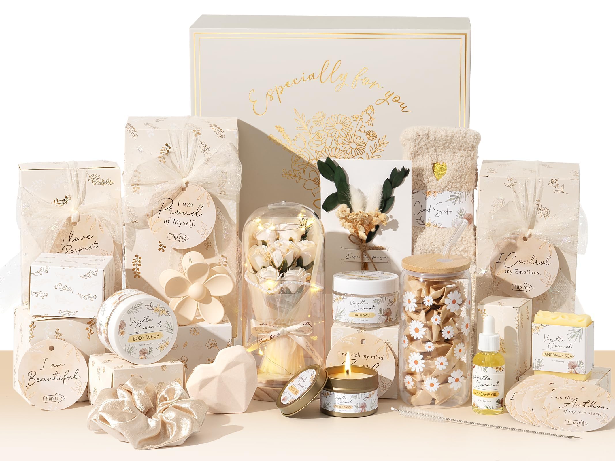 Qinline spa gift basket with preserved-rose-dome offers a lasting keepsake for celebrations