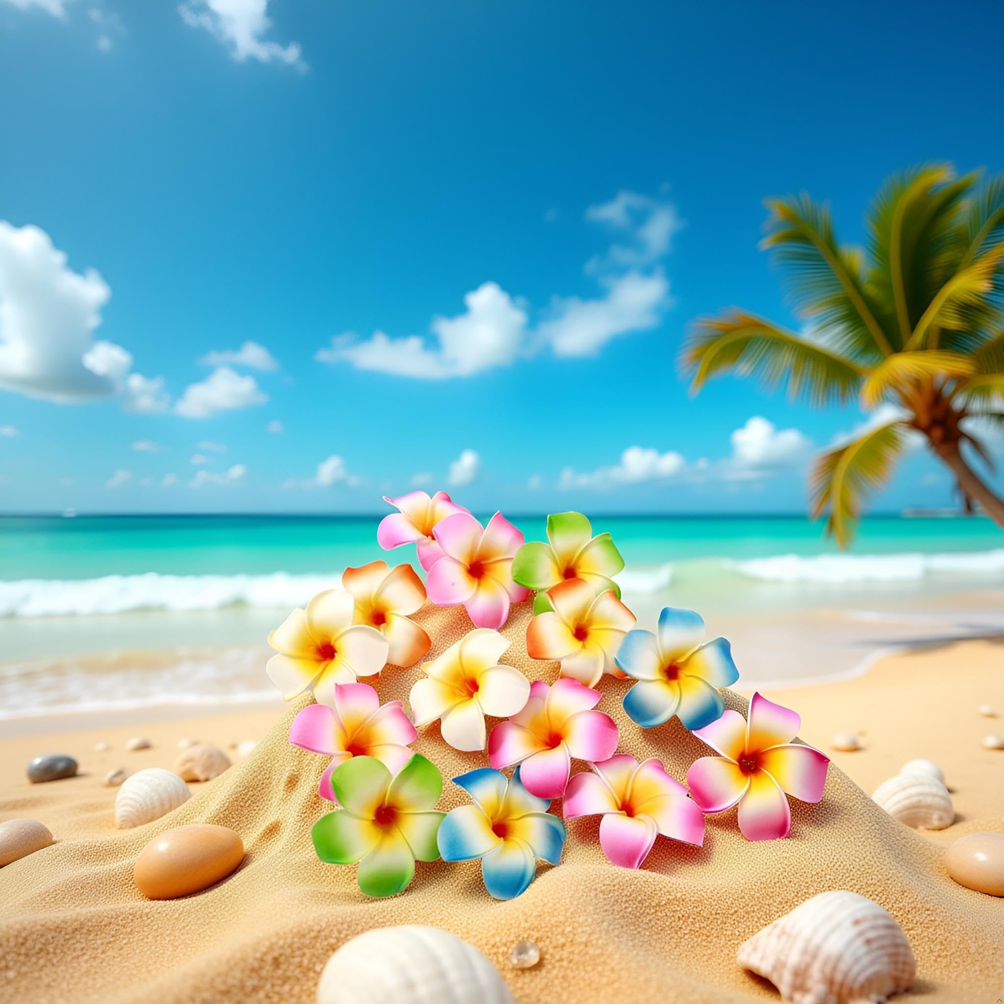 Qintreesify pinzas plumeria para bodas y fiestas en playa, brillo duradero.