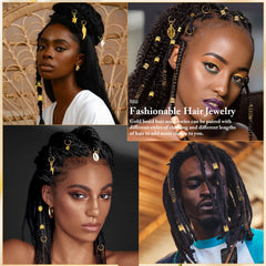 Qinzave accesorios de trenza oro con charms para realzar peinados