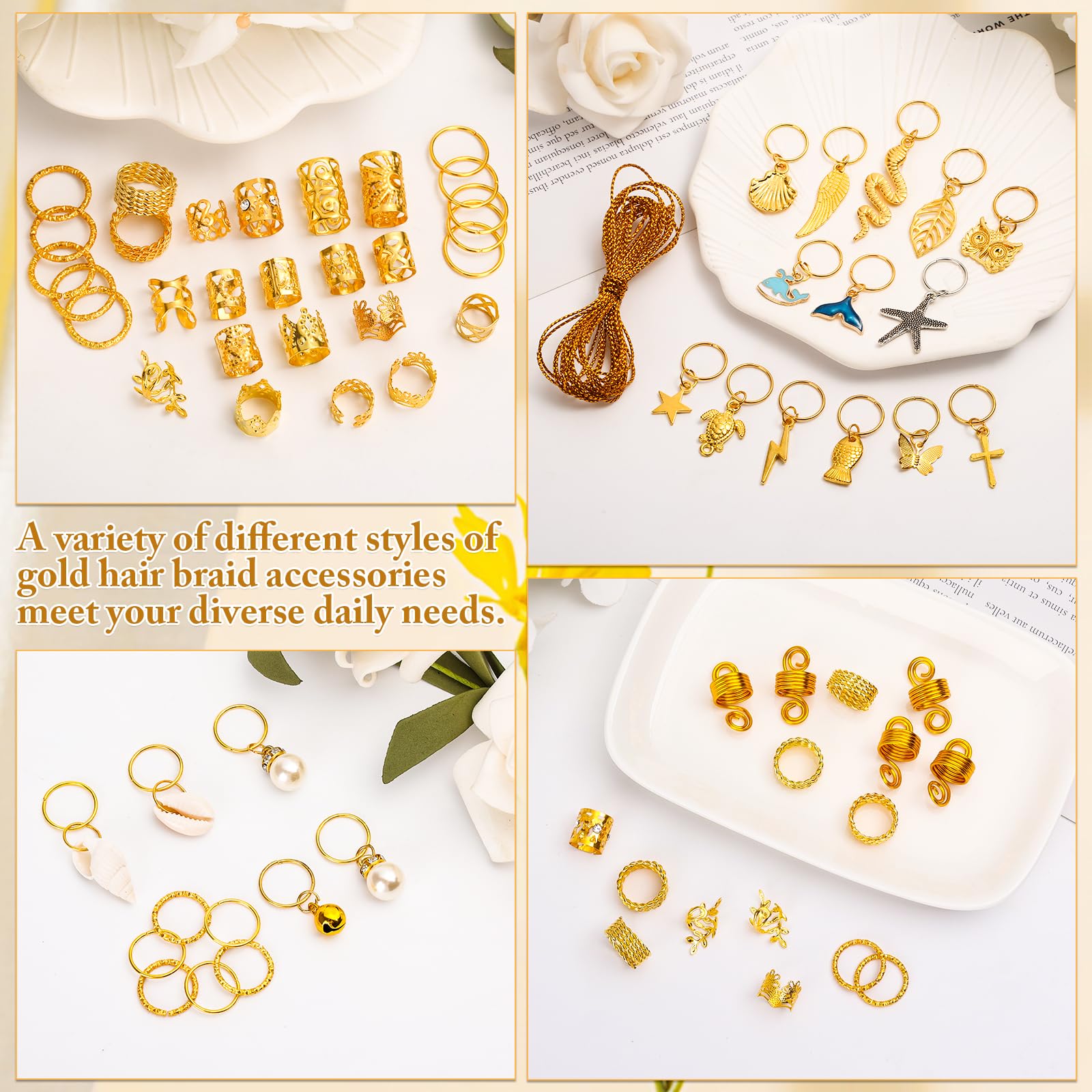 Qinzave accesorios para peinados de trenza oro, fáciles de colocar