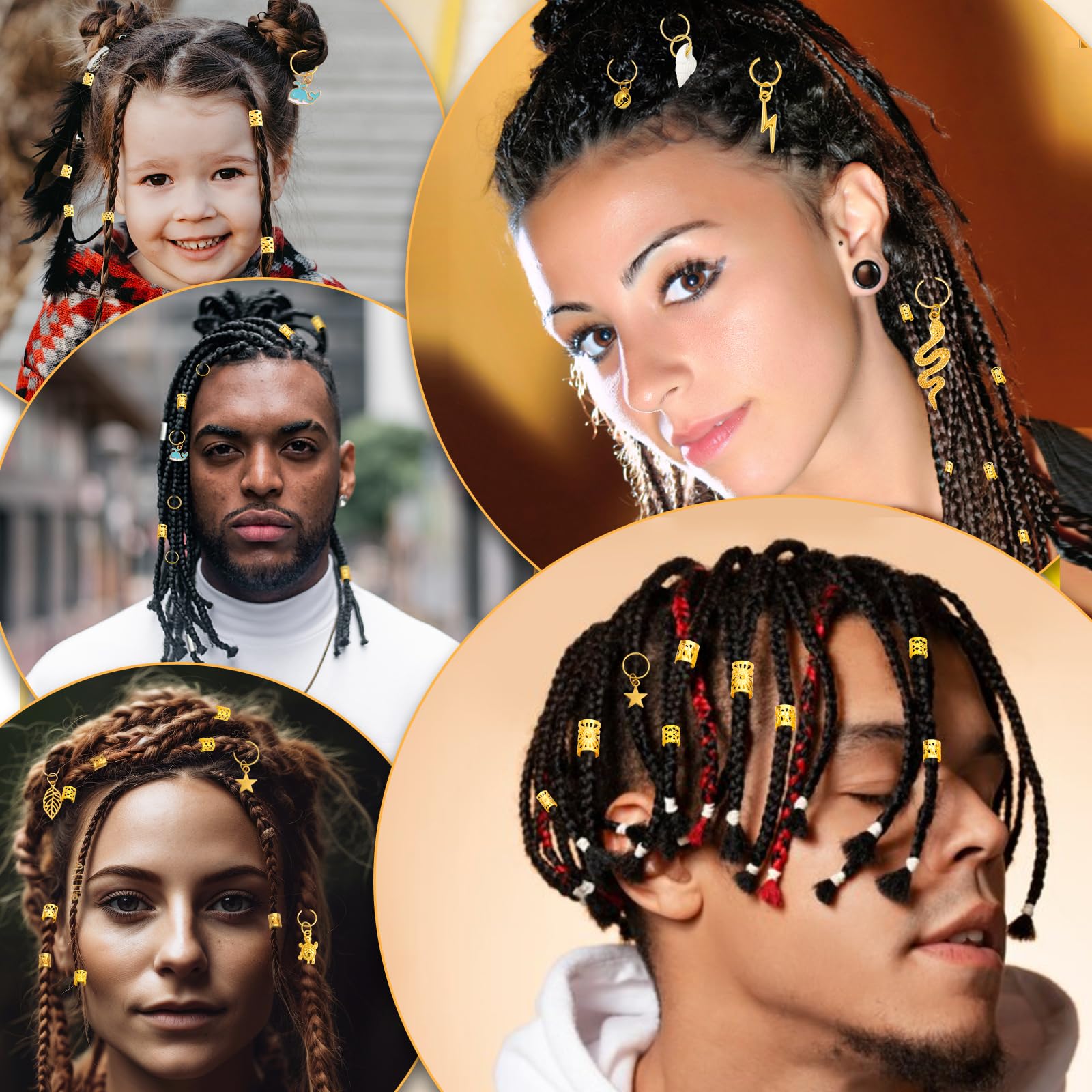 Qinzave aretes para rastas oro, complemento de estilo