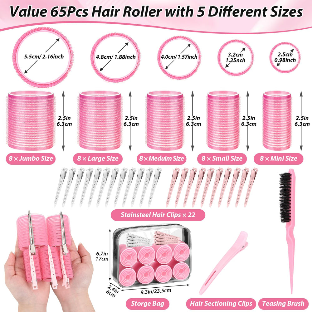 Qinzave jumbo curlers 2.16 inches enabling dramatic root lift and volume.