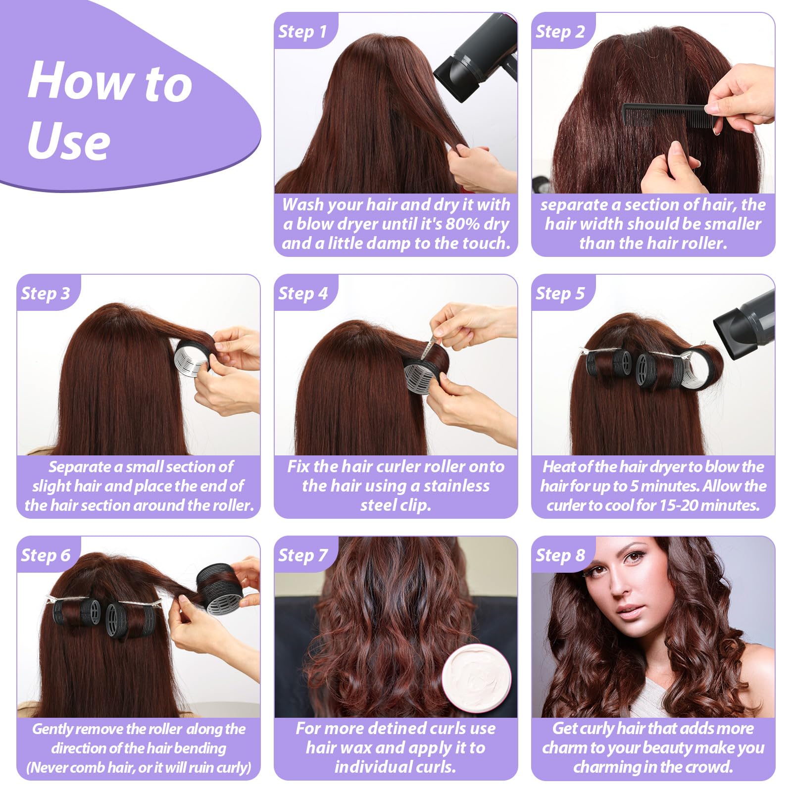 Qinzave jumbo rollers 5.5 cm for maximum root lift and volume