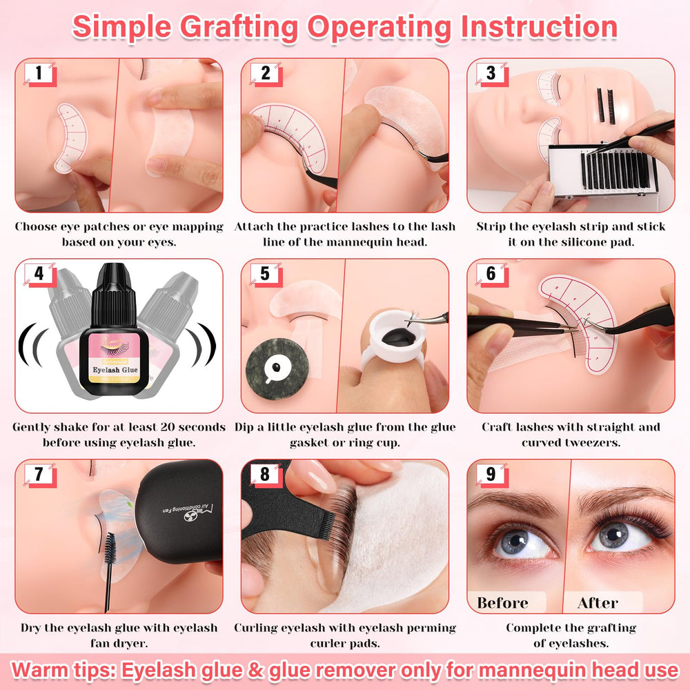 Qinzave eyelash stand displays tools neatly for practice.