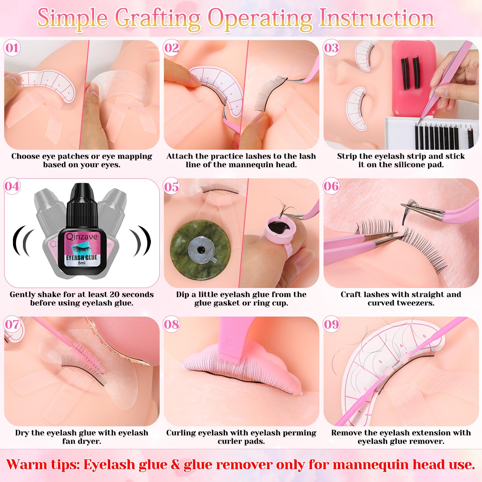 Qinzave storage bag organizes tools for on-the-go lash practice.