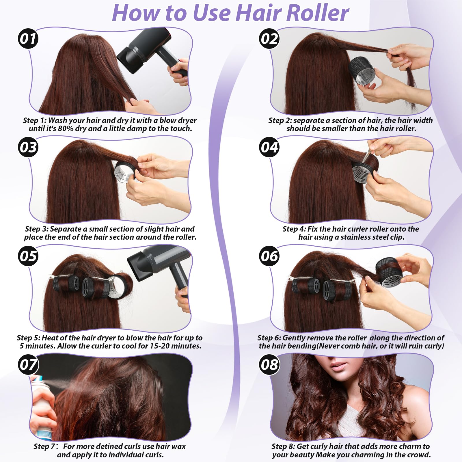 Qinzave storage bag and teasing brush with clips for travel-ready styling.