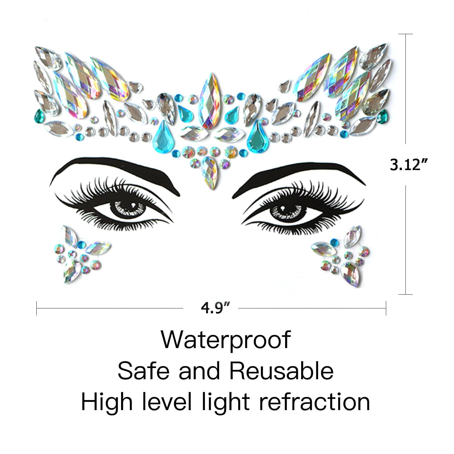 Qiseven joyas faciales sirena, vienen listas para usar y quitar fácilmente.