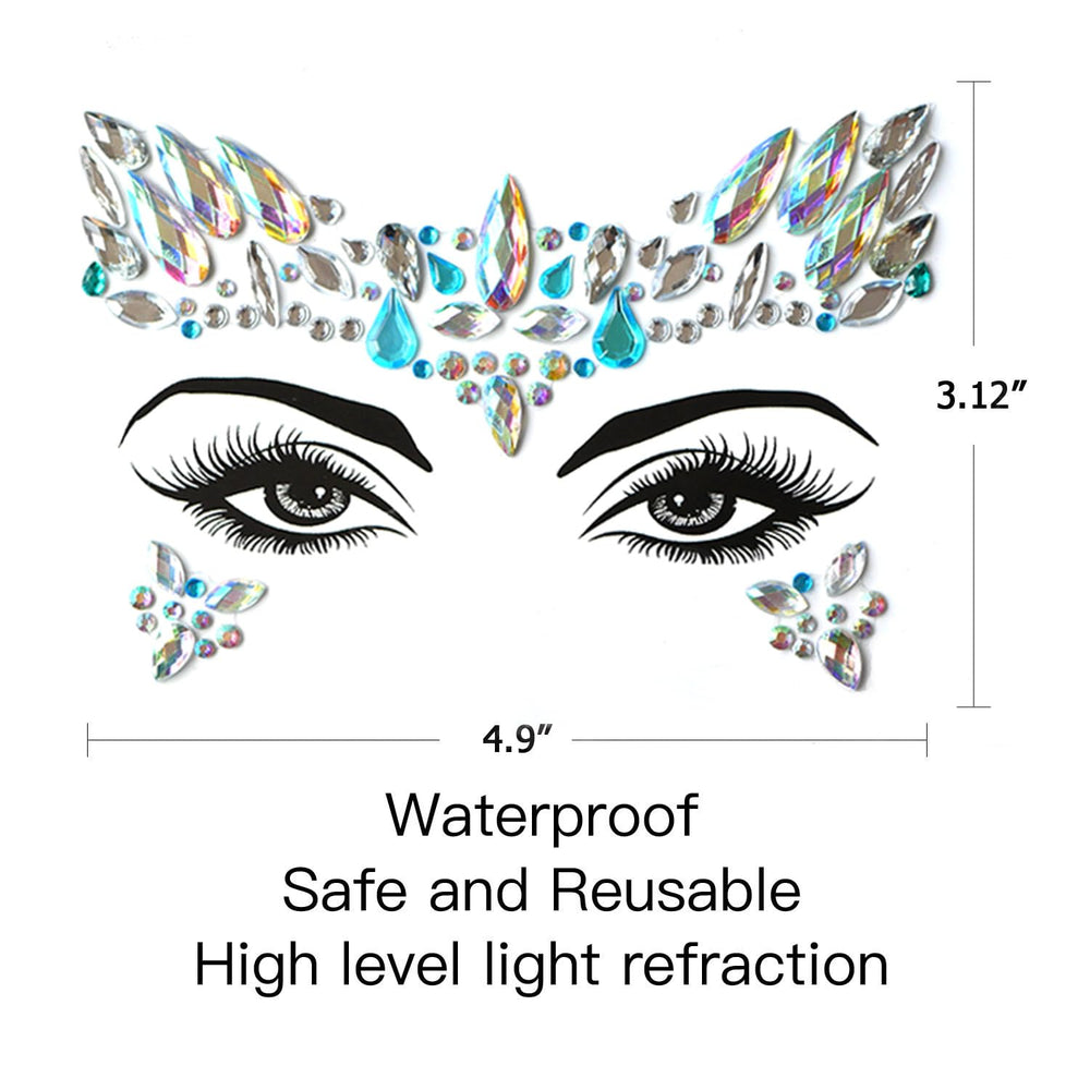 Qiseven joyas faciales sirena, vienen listas para usar y quitar fácilmente.