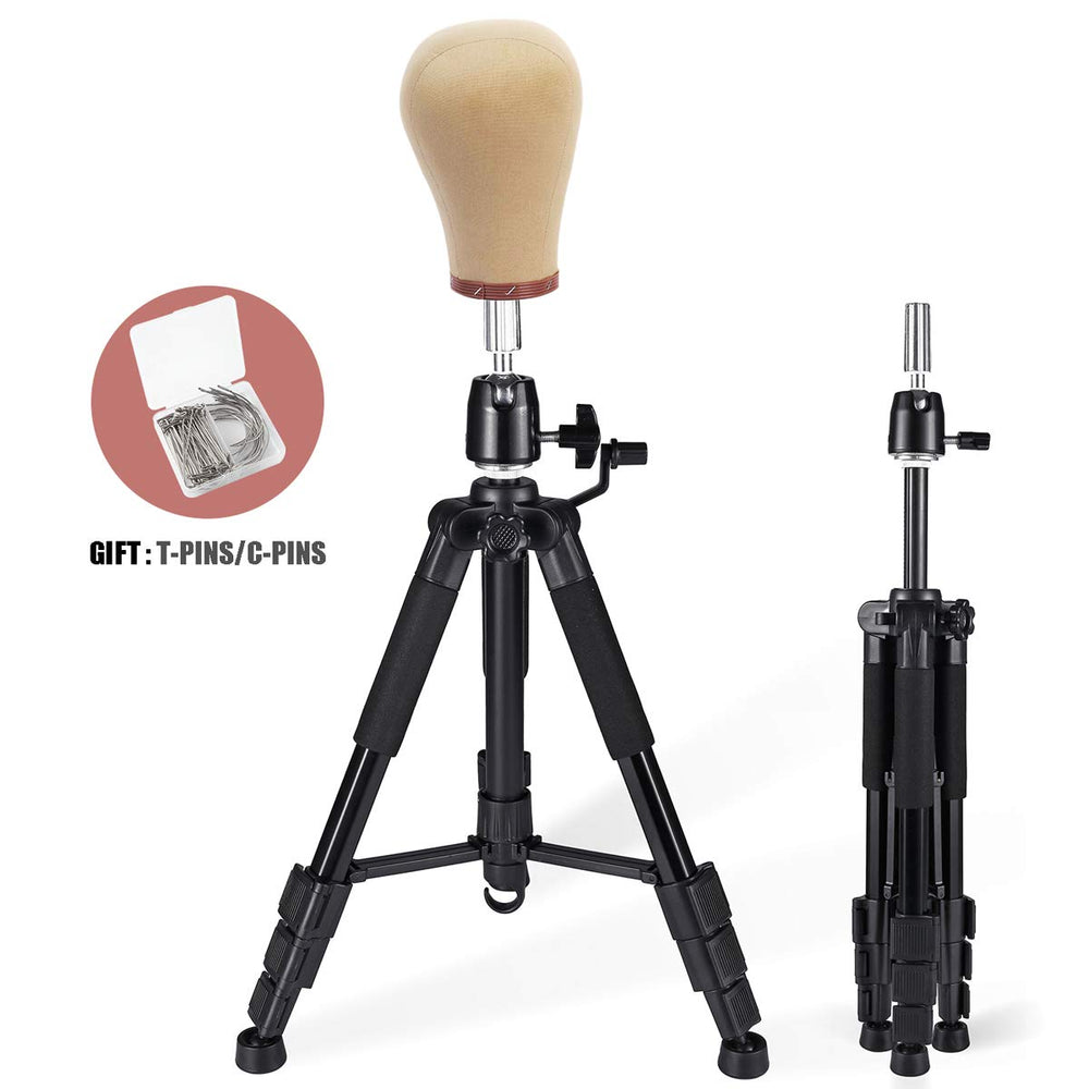 QISHI YUHUA wig stand tripod includes a needle box for accessories