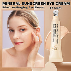 Close-up of the applicator applying QIUFSSE eye cream around the eye area.