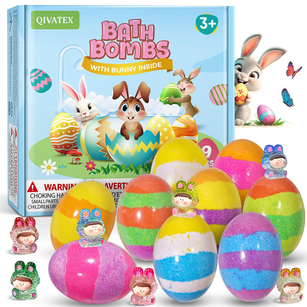 Qivatex bath bombs with surprise toy inside for engaging bath time.