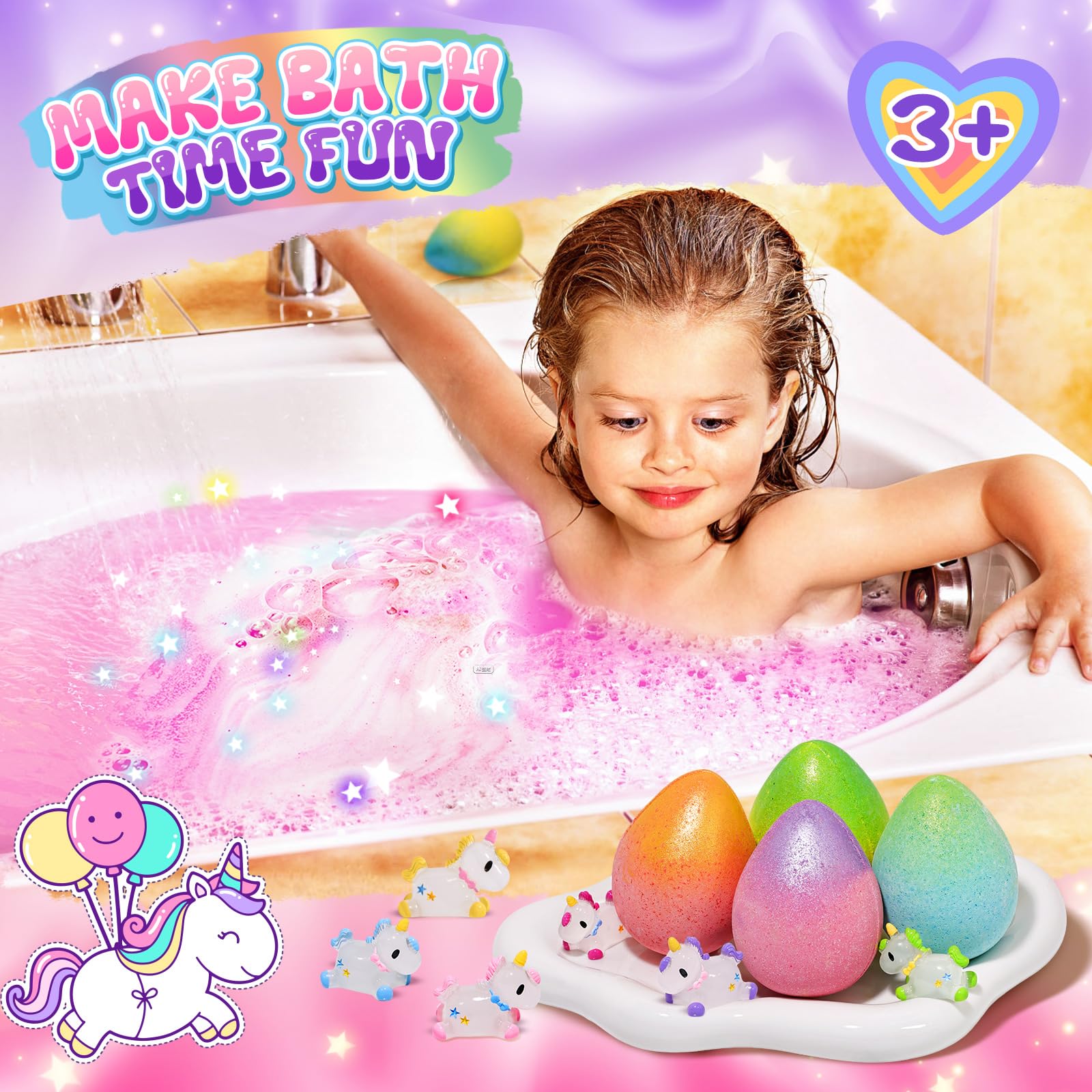 Qivatex bombas de baño con regalo interior, sorprende a las niñas