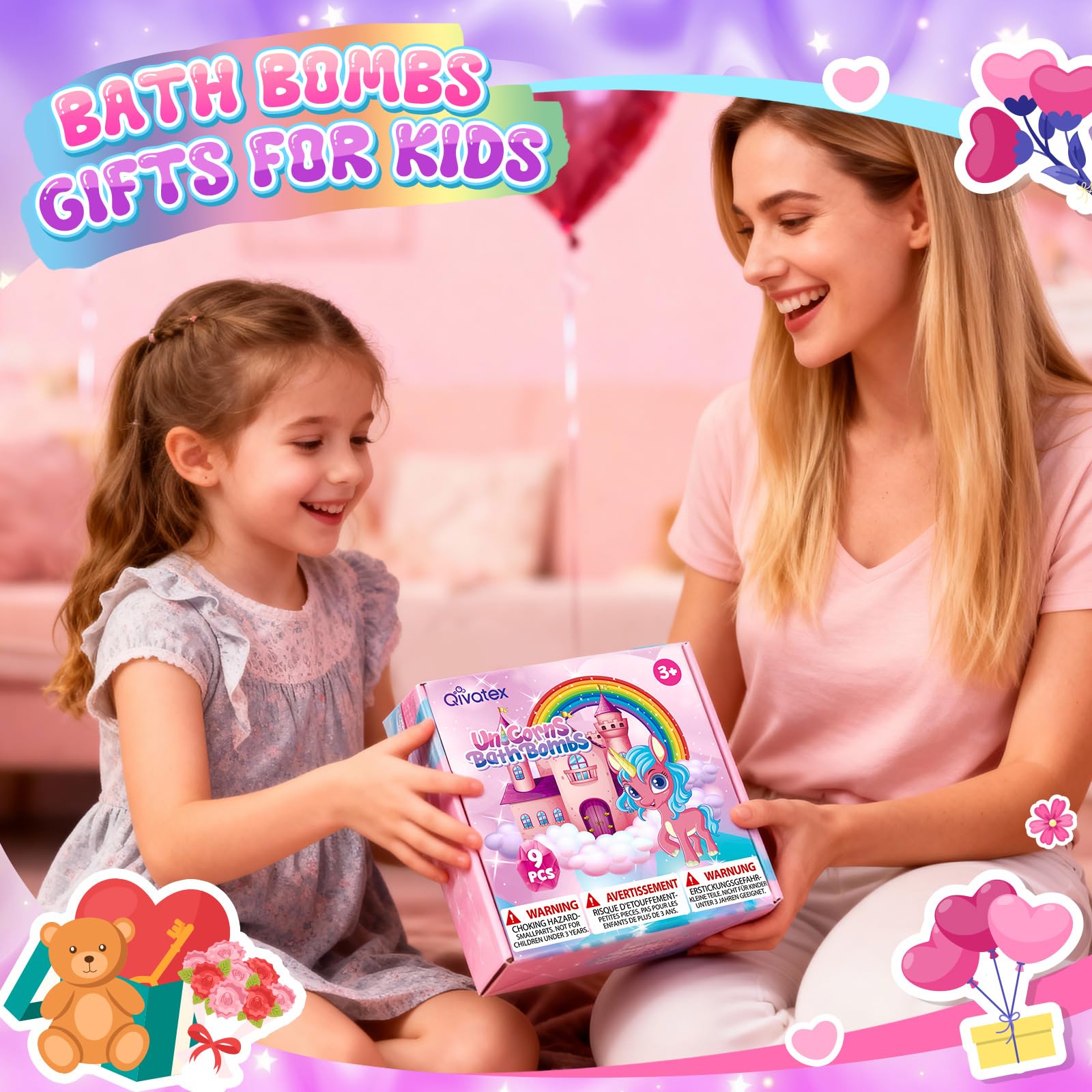 Qivatex caja regalo bombas de baño, sorpresa lista para regalar