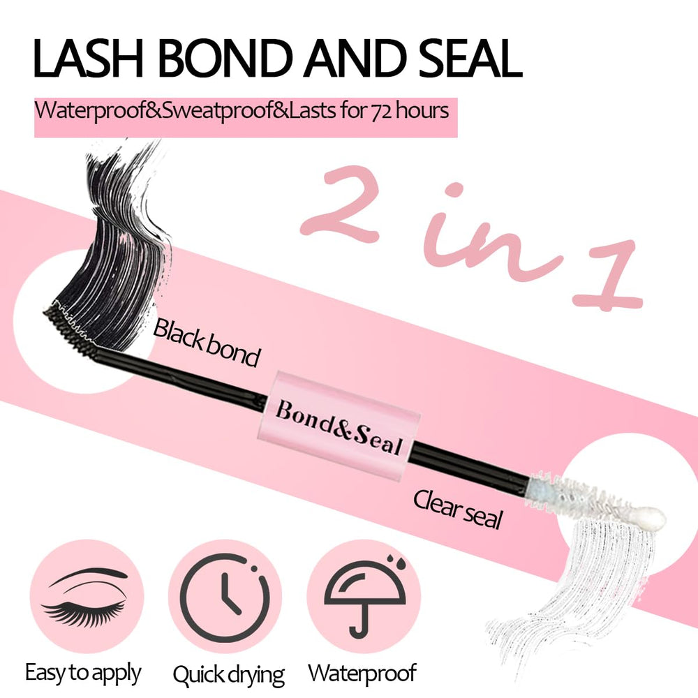 Qiveaory lash bond with 360° spiral brush enables precise, smooth application.