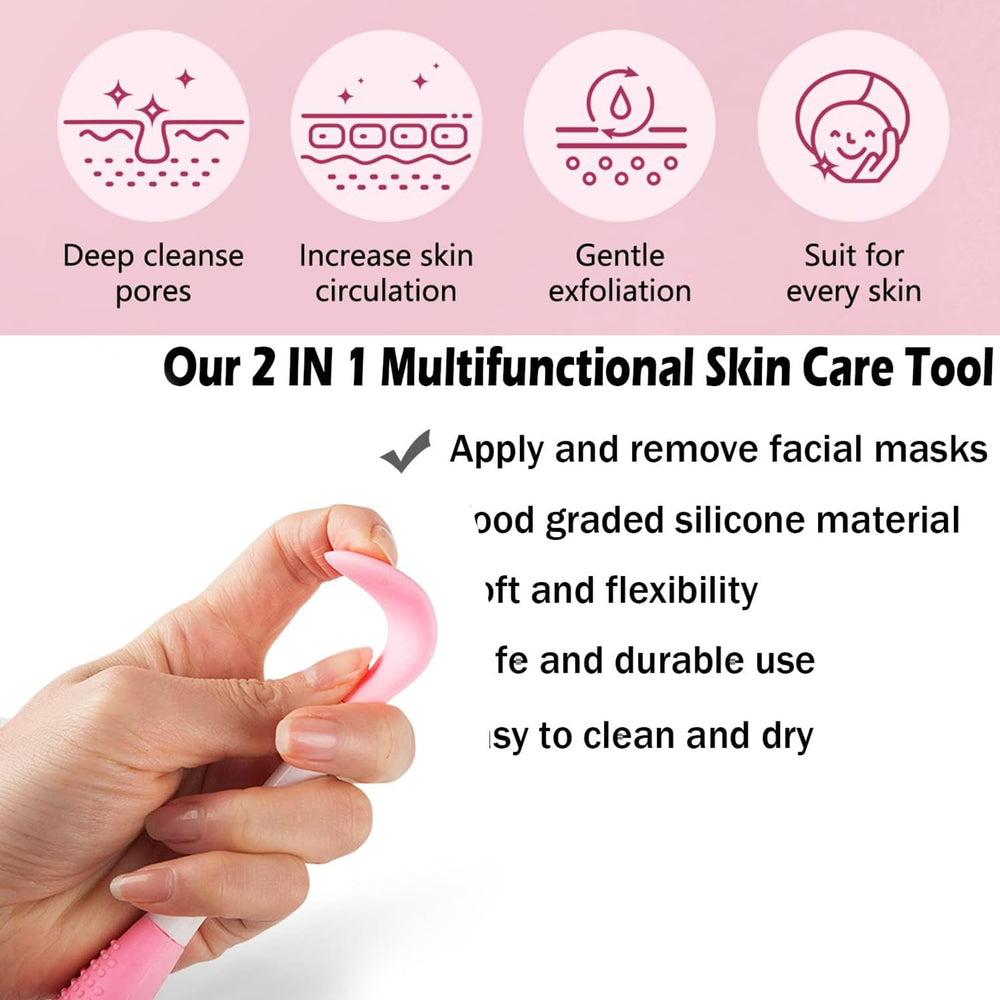 Qivorimith silicone face scrubber demonstrates exfoliation and massage benefits.