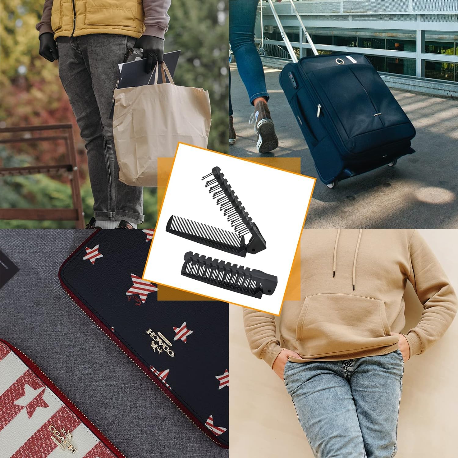 Qjaiune 3-piece travel brush set, compact and lightweight for daily carry.
