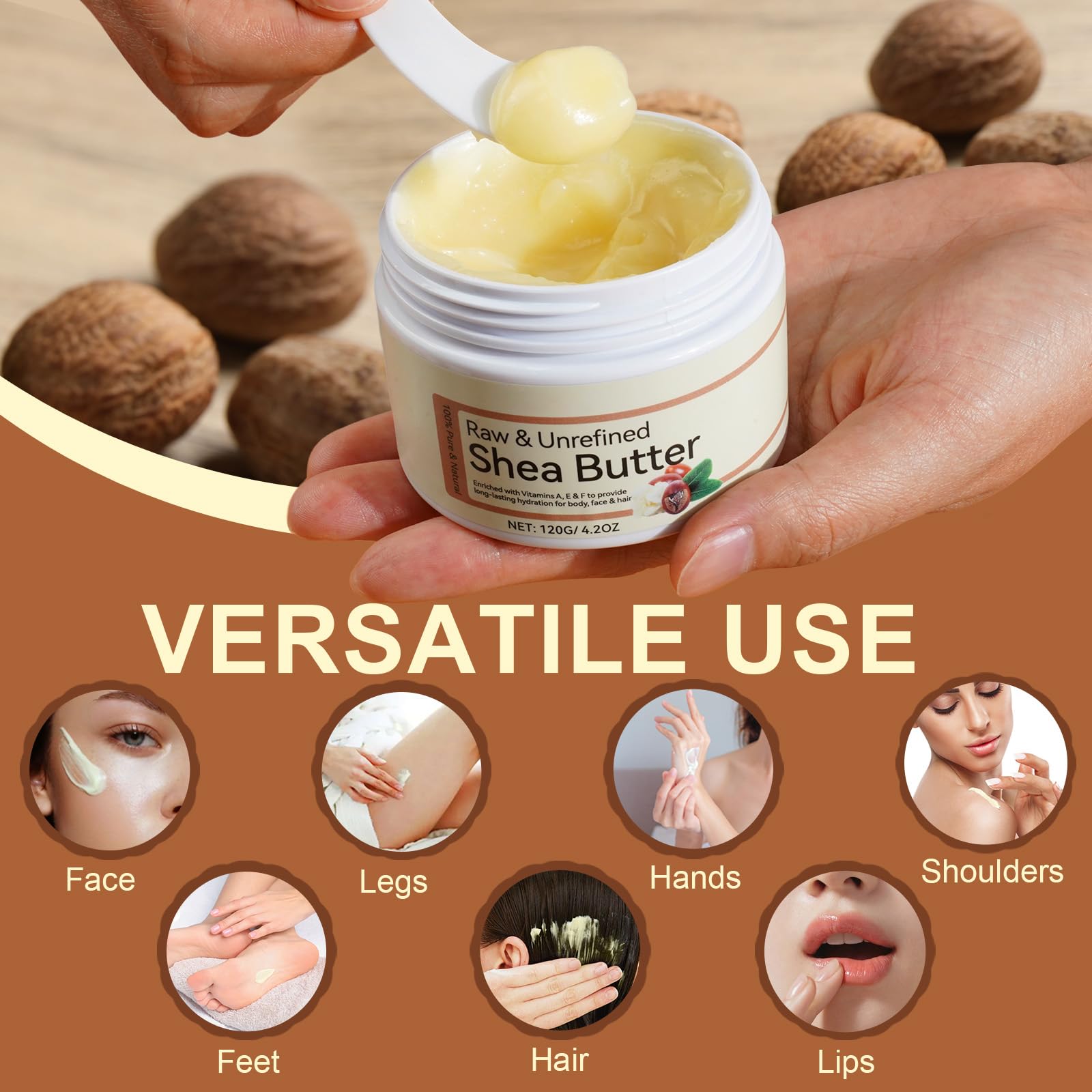 Mantequilla de karité para cuidado facial, piel nutrida y radiante