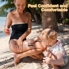 QJKLWV body makeup brush with rose-gold handle includes a protective case for travel.