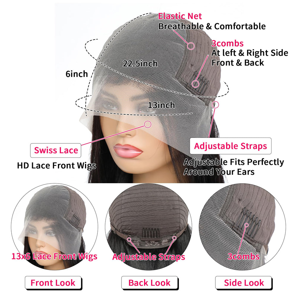 QKOQKO glueless cap with adjustable straps ensures a secure fit.