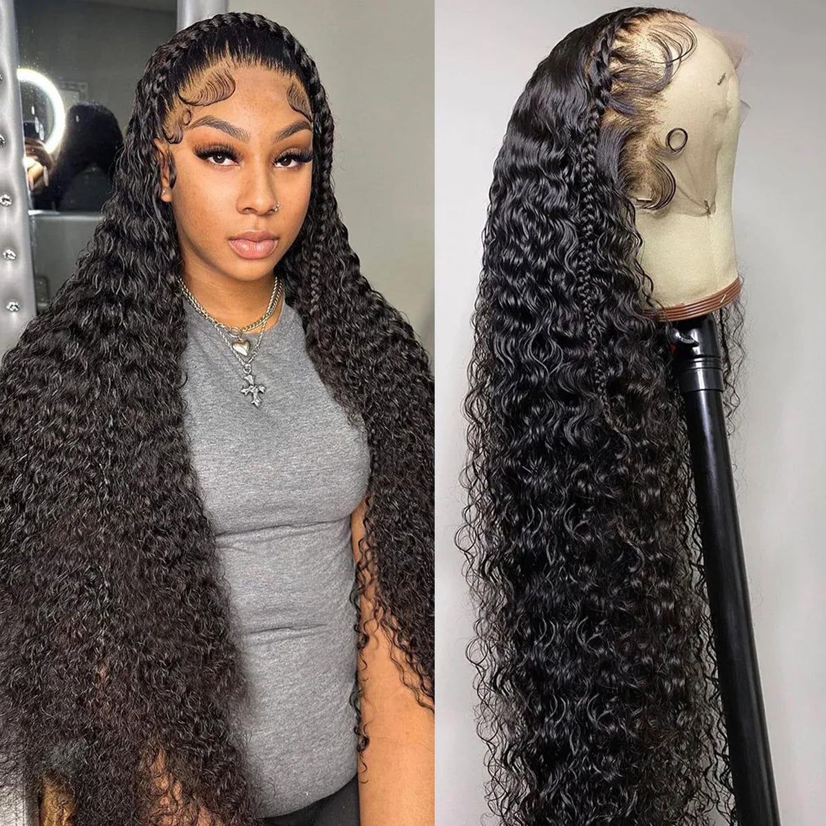 QKOQKO water wave lace front wig for natural parting and easy styling.