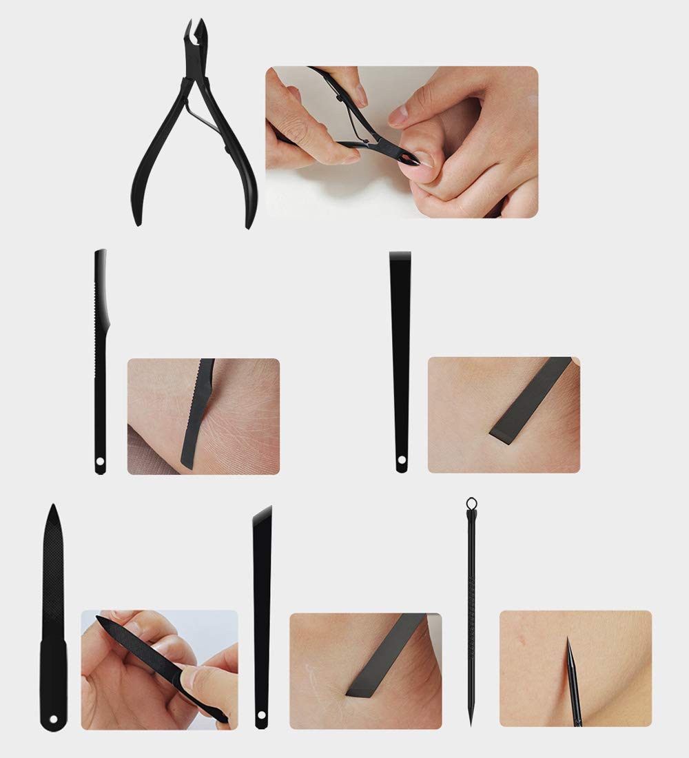 QLNE multi-tool nail care set includes 15 pieces