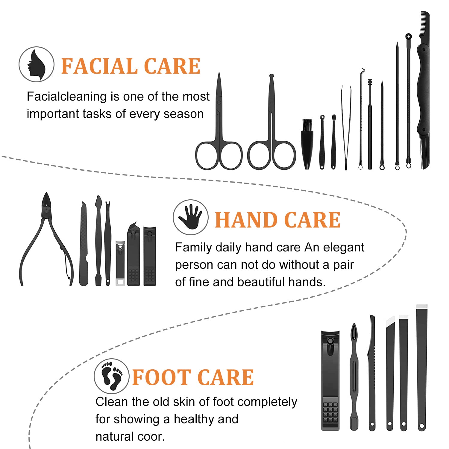 QLNE-portable-nail-care-kit fits in a bag for on-the-go grooming.