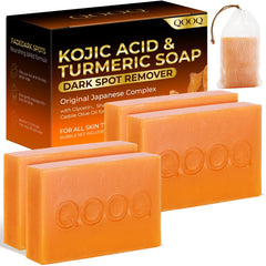 Jabón QOOQ con cúrcuma y ácido kojico para un tono facial más uniforme.