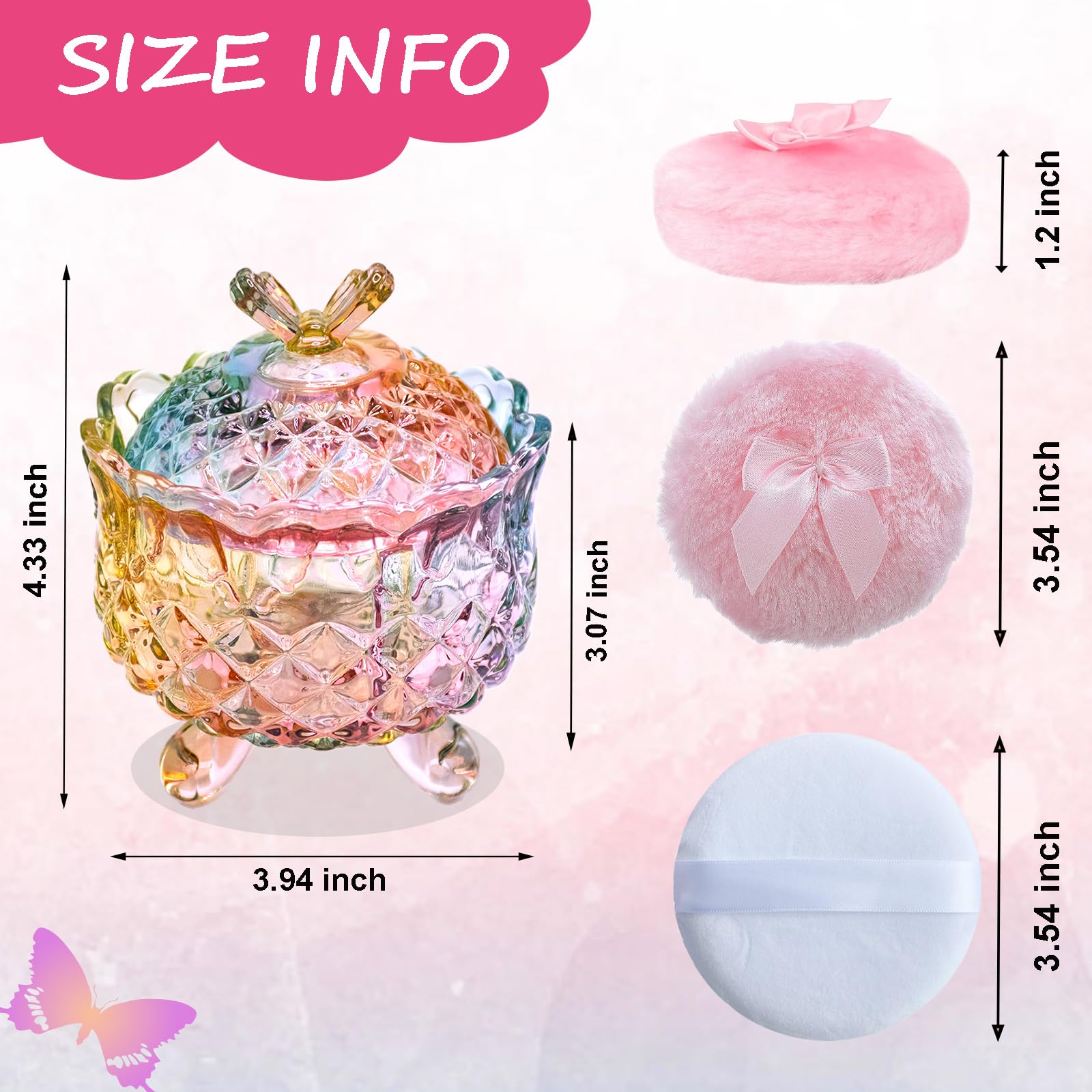 Qopoto glass container keeps powder puffs clean and ready for use