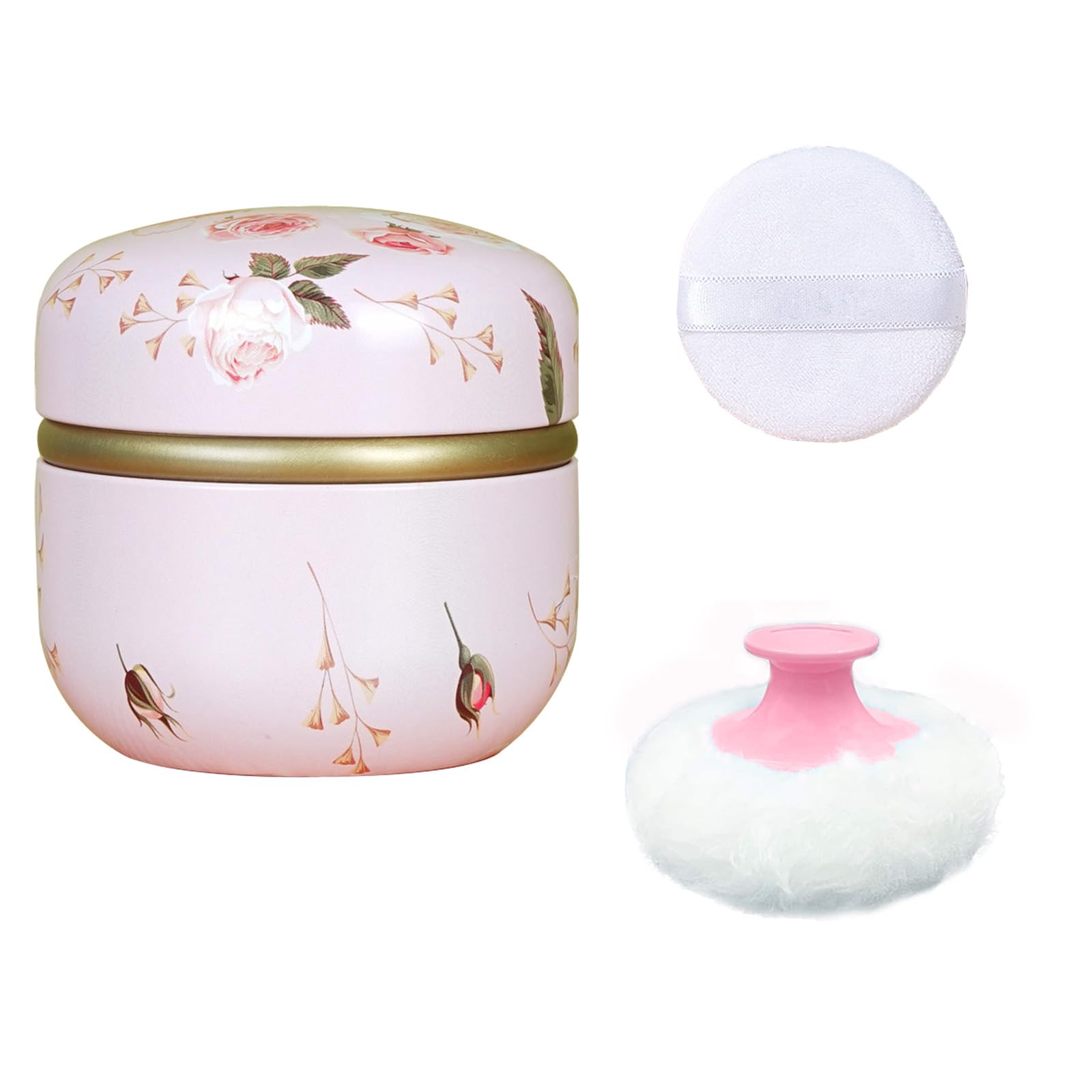 Qopoto Romantic Flowers powder puff for gentle, skin-friendly application