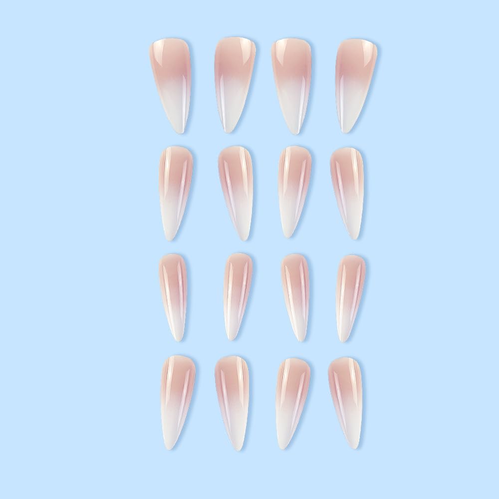 QQPPOLIU conjunto de 24 piezas uñas falsas estileto para looks rápidos.