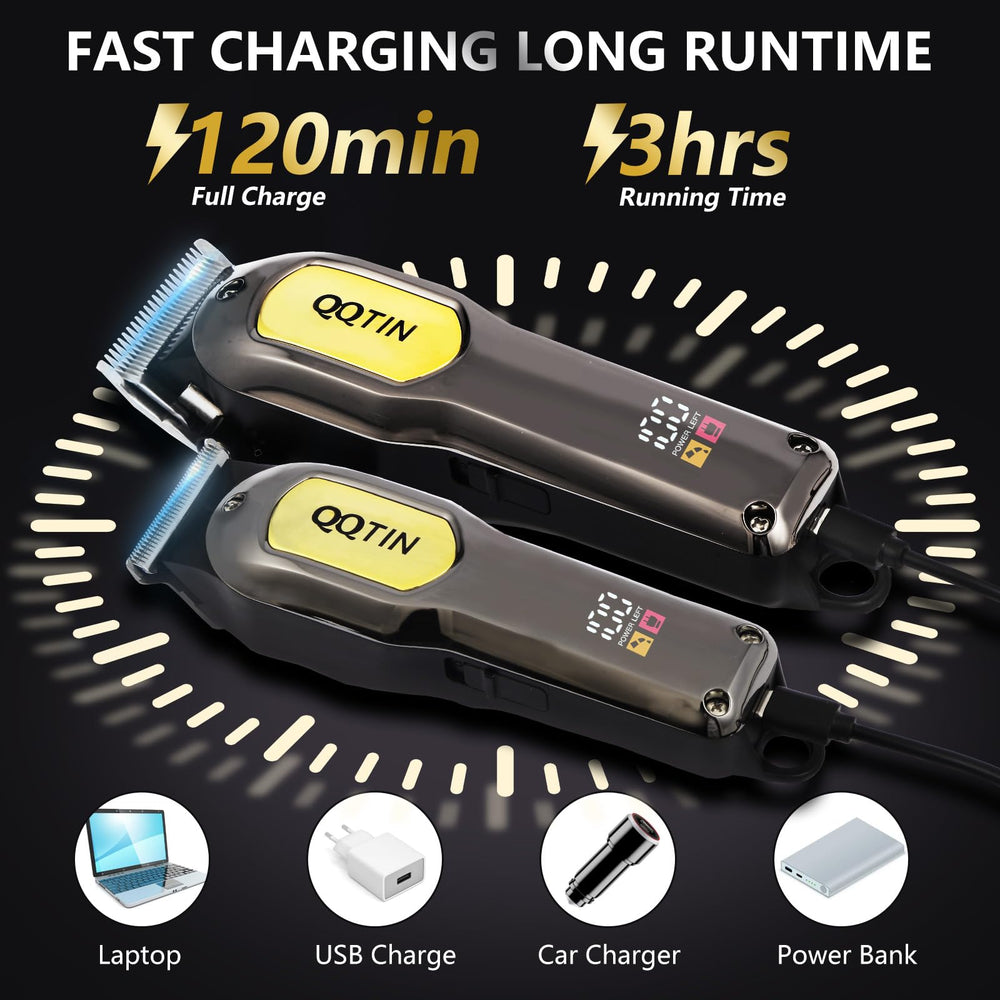 QQTIN hair clippers attachments for scalable lengths and detailed styling.