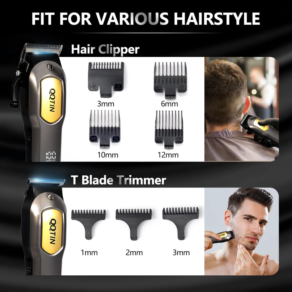 QQTIN hair clippers beard trimmer for clean sideburns and beard lines.