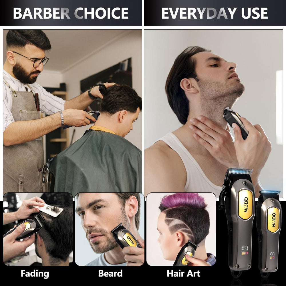 QQTIN hair clippers cordless and corded versatility for flexible grooming.