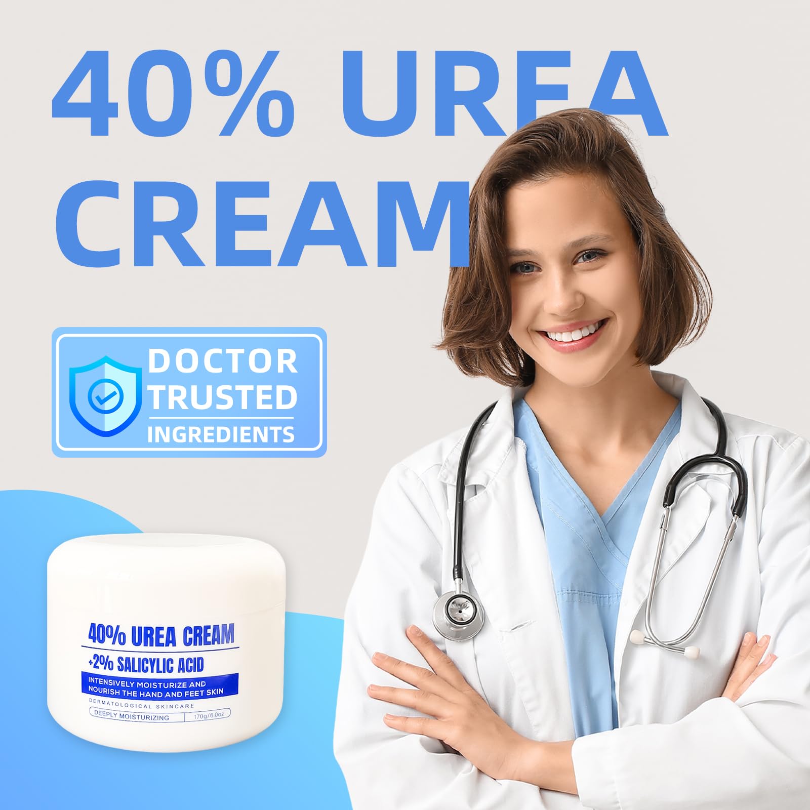 QQWIAX 40% Urea Cream texture close-up highlighting rich, fast-absorbing formula