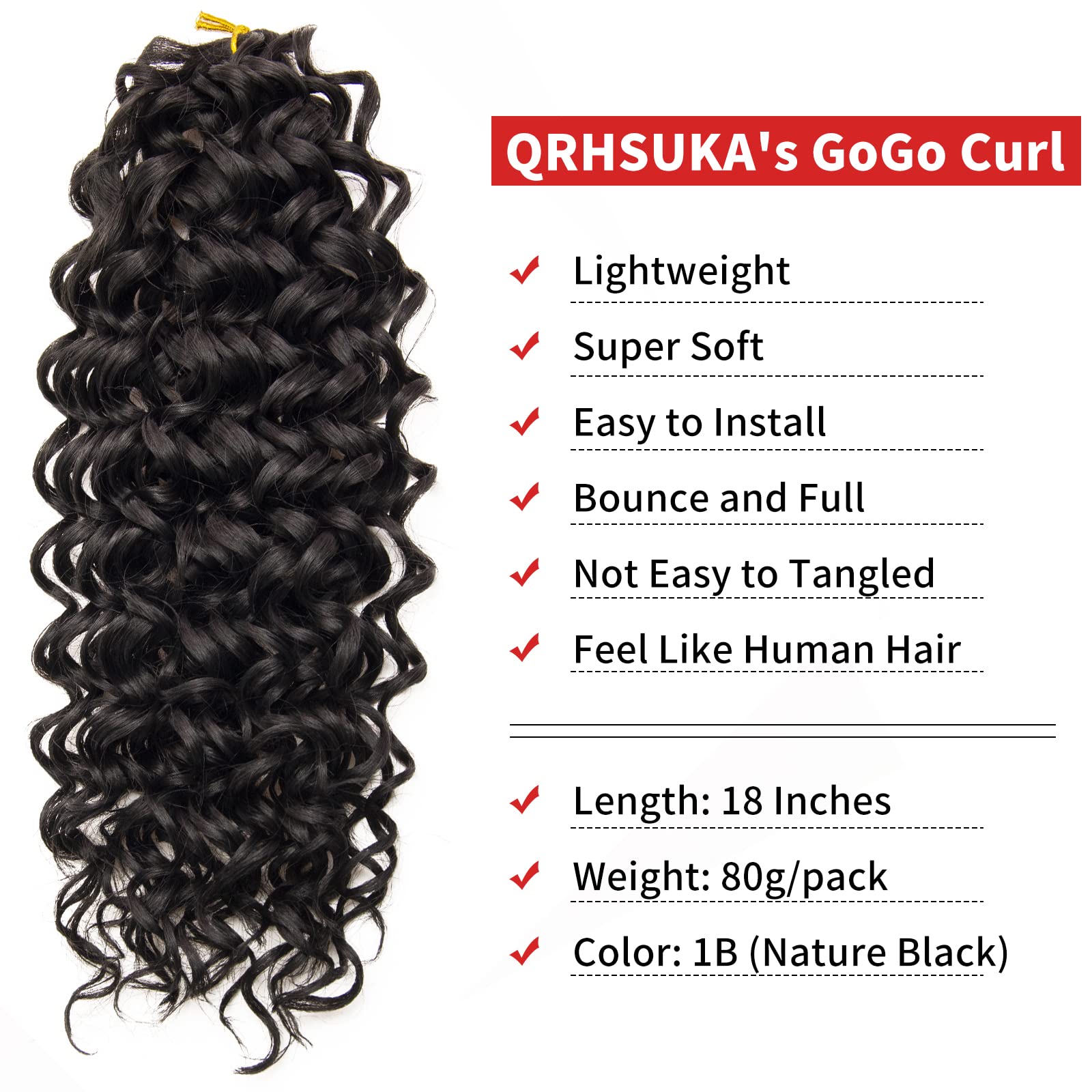 QRHSUKA GoGo Curl natural black 1B shade swatch for color matching