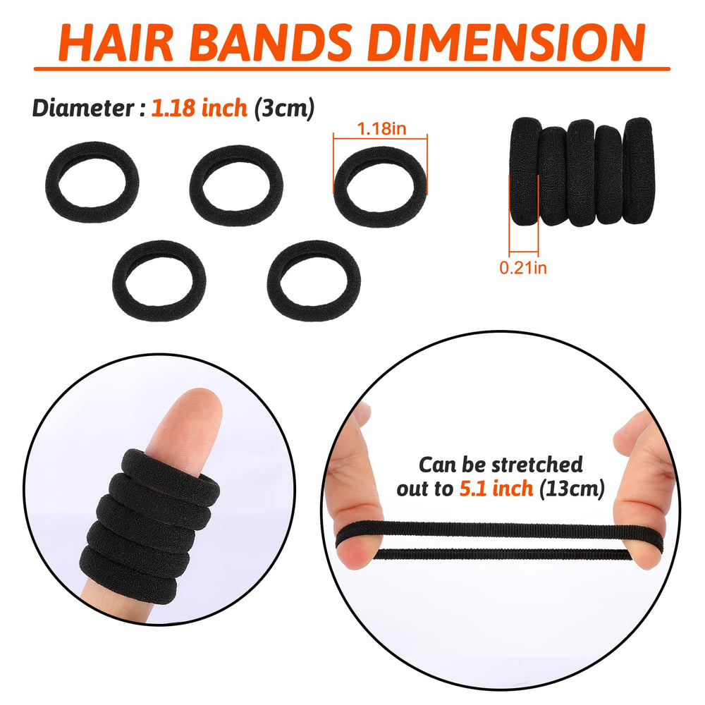 QRTVI 120 black hair ties bag with seamless elasticity