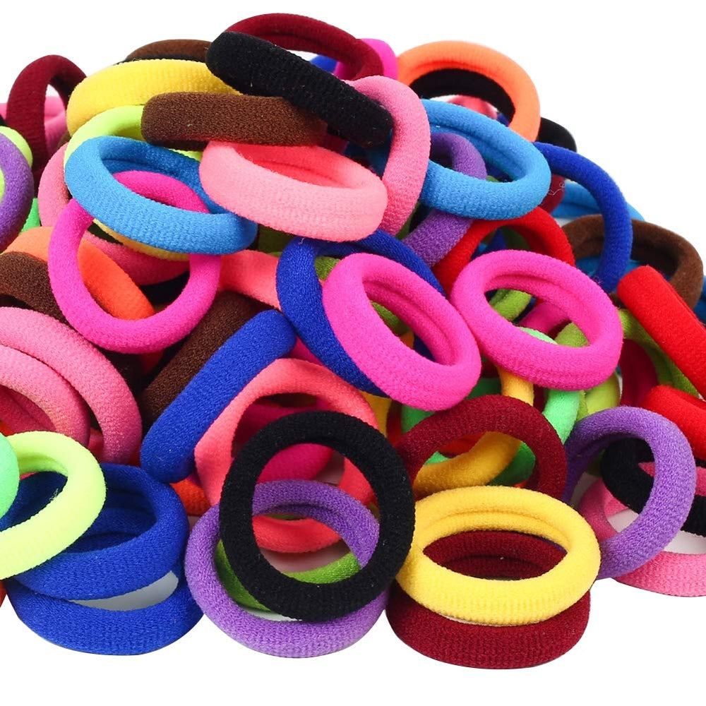 QRTVI baby hair ties packaging bag with 120 cotton bands for toddlers.